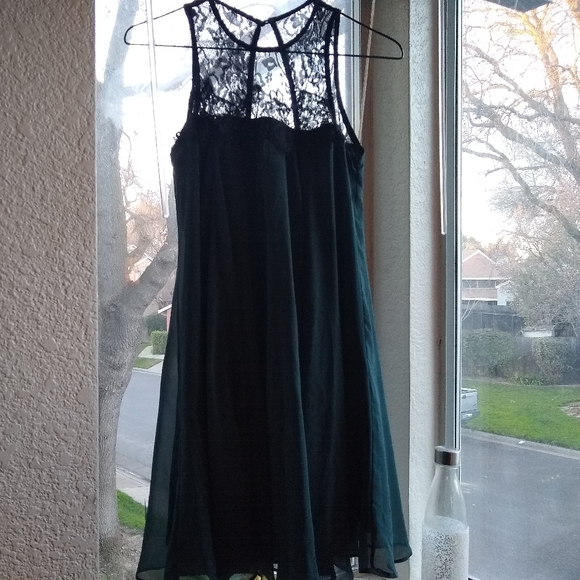 Forever 21 Dresses & Skirts - MOVING SALE🌻3/20! Forever 21 Black & Green Lace Swing Dress